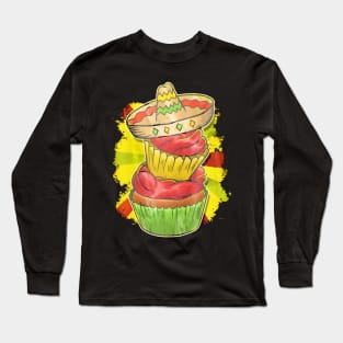 Cinco De Mayo Cake With Mexican Hat Long Sleeve T-Shirt